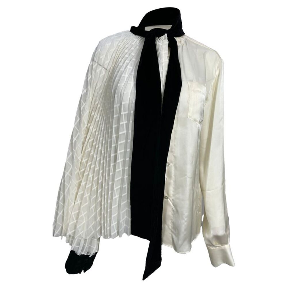 Sacai Bow Detail Blouse in White Polyester